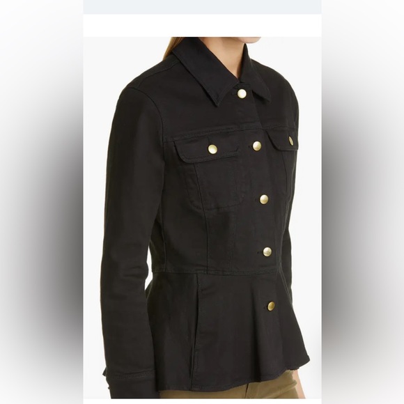 Frame Denim Jackets & Blazers - Frame black denim flounce peplum slim fit metal button jean jacket. Size XXS